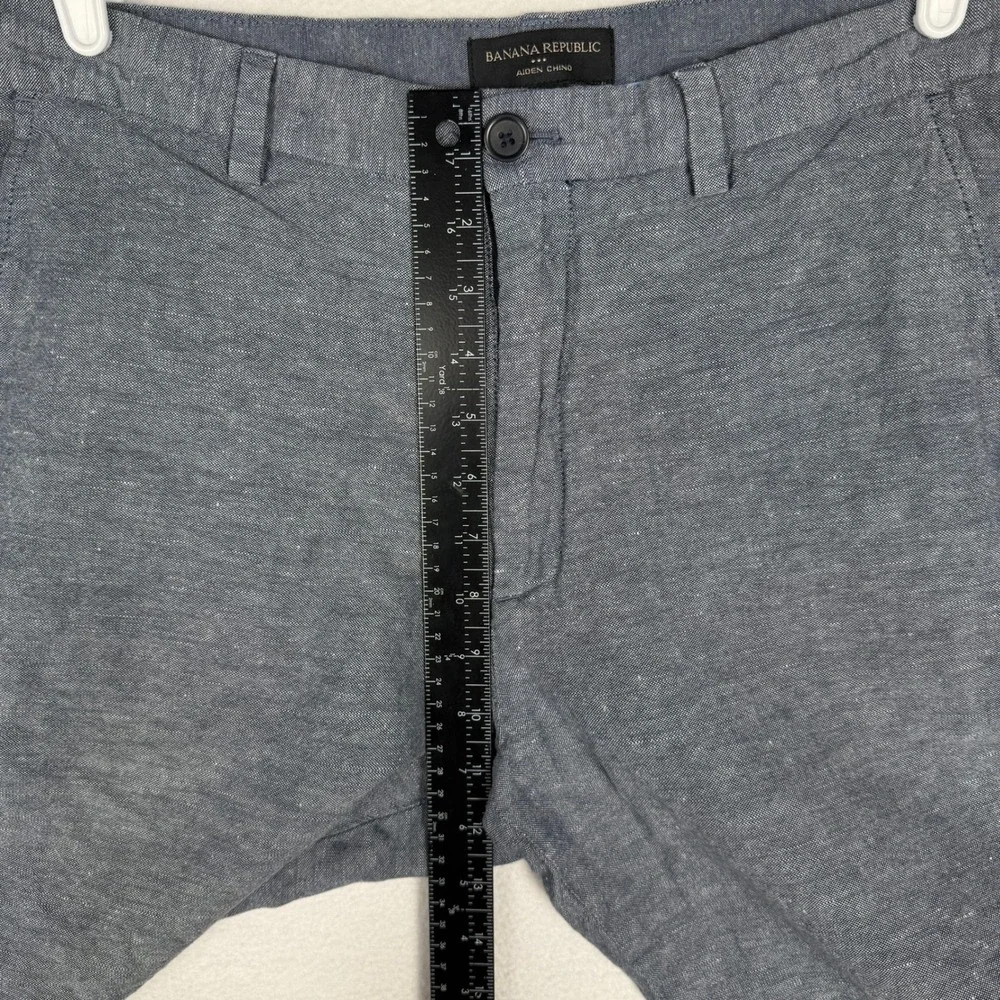 Banana Republic Aiden‎ Chino Pants Mens 34x30 Blue Linen Blend Slim Fit 182156